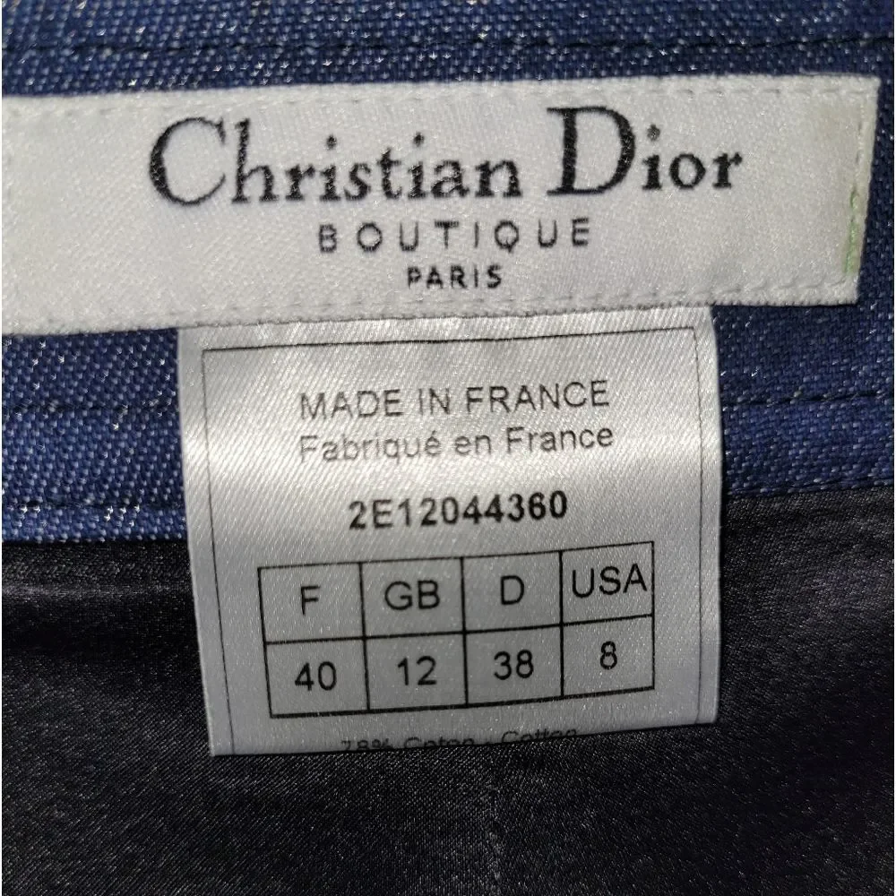 2002 Christian Dior VTG Blue Metallic Denim Pants w/Floral Embellishments - sz 8 - Picture 12 of 14